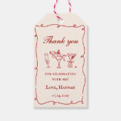 Modern Red Girls Night Dinner Party ギフトタグ (正面)