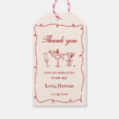 Modern Red Girls Night Dinner Party ギフトタグ (裏面)