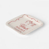 Modern Red Girls Night Dinner Party ペーパープレート (傾斜あり)