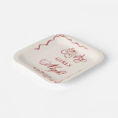 Modern Red Girls Night Dinner Party ペーパープレート (傾斜あり)