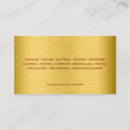 Modern Red Gold Construction Building 名刺 (裏面)