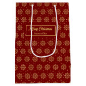 Modern Red Gold Snowflakes Christmas Gift Bag ミディアムペーパーバッグ (裏面)