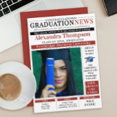 Modern Red GraduaTe Newspaper Front Page College 招待状