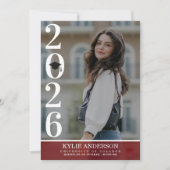 Modern Red Graduation Cap Senior Photo 招待状 (正面)