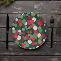 Modern Red Green Christmas Polka Dot