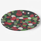 Modern Red Green Christmas Polka Dot ペーパープレート (アングル)