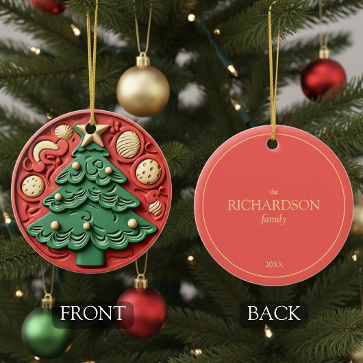 Modern Red Green Christmas Tree Ornament セラミックオーナメント