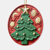 Modern Red Green Christmas Tree Ornament セラミックオーナメント (左)