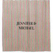 Modern red green pastel Christmas シャワーカーテン (正面)