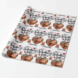 Modern Red Happy Valentines Day one Heart Photo ラッピングペーパー