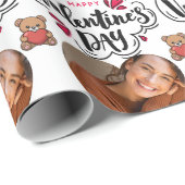 Modern Red Happy Valentines Day one Heart Photo ラッピングペーパー (ロールコーナー)