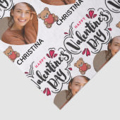 Modern Red Happy Valentines Day one Heart Photo 薄葉紙 (詳細)