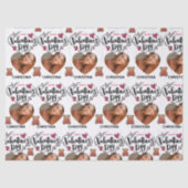 Modern Red Happy Valentines Day one Heart Photo 薄葉紙 (正面)