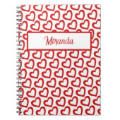 Modern Red Heart Valentines Custom Name ノートブック (正面)