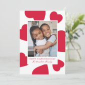 Modern Red Hearts Happy Valentine's Day Photo シーズンカード (スタンド正面)