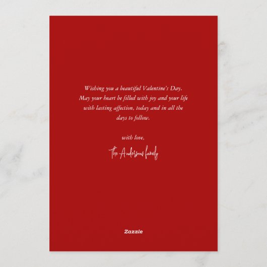 Modern Red Hearts Pattern One Photo Valentines Day シーズンカード (裏面)