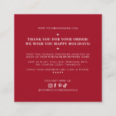 Modern red holiday business thank you  スクエア名刺 (裏面)
