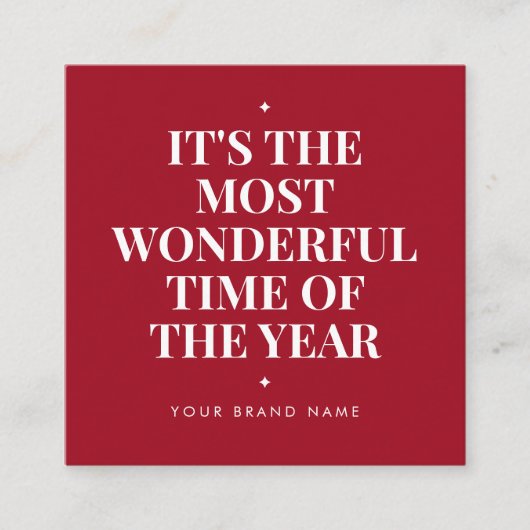 Modern red holiday business thank you  スクエア名刺 (正面)