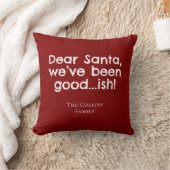 Modern Red Humor Santa Personalized Fun Christmas クッション (ブランケット)
