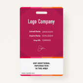 Modern Red ID Identification Card Photo Badge バッジ (裏面)