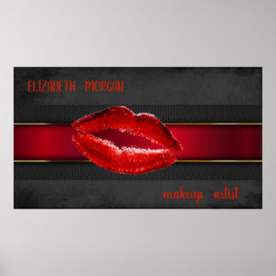 Modern Red Lips,Kiss ,Makeup artist ポスター