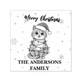 Modern red merry cat snowflake Christmas kitten セルフインキングスタンプ (デザイン)