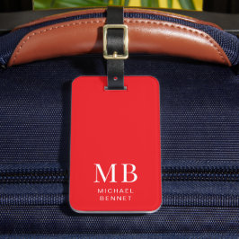 Modern Red Monogram ラゲッジタグ