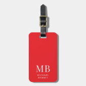 Modern Red Monogram ラゲッジタグ (正面縦)