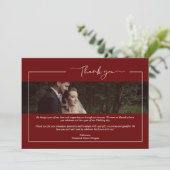 Modern Red Newlyweds Wimshical Calligraphy サンキューカード (スタンド正面)