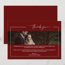 Modern Red Newlyweds Wimshical Calligraphy サンキューカード