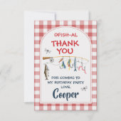 Modern Red Ofishally One 1st Birthday サンキューカード (正面)