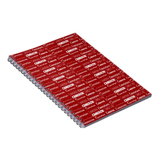 Modern Red Personalized Name Collage ノートブック (右側)