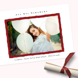 Modern Red Photo Frame Graduation Class of 2026 案内状