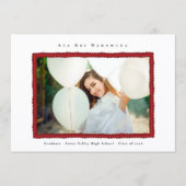 Modern Red Photo Frame Graduation Class of 2026 案内状 (正面)