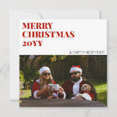 Modern Red Photo Simple Minimalist Merry Christmas シーズンカード (正面)