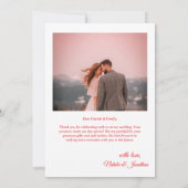 Modern Red  Photo Wedding Thank You Card W Note サンキューカード (裏面)
