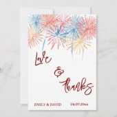 Modern Red  Photo Wedding Thank You Card W Note 招待状 (正面)