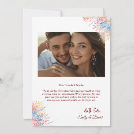 Modern Red  Photo Wedding Thank You Card W Note 招待状