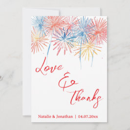 Modern Red  Photo Wedding Thank You Card W Note 招待状