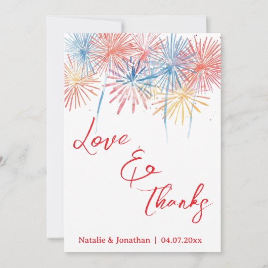 Modern Red  Photo Wedding Thank You Card W Note 招待状 (正面)