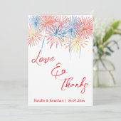 Modern Red  Photo Wedding Thank You Card W Note 招待状 (スタンド正面)