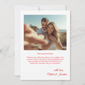 Modern Red  Photo Wedding Thank You Card W Note 招待状 (裏面)