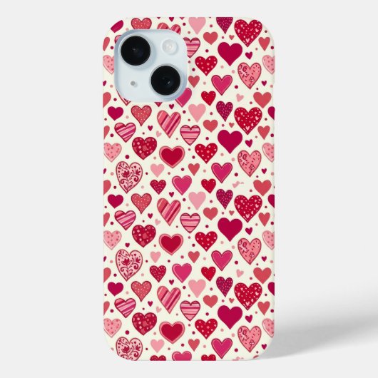 Modern Red & Pink Hearts Pattern Case-Mate iPhoneケース (裏面)