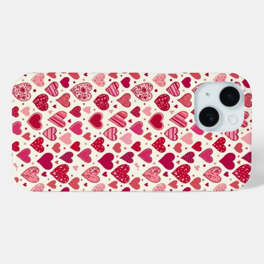 Modern Red & Pink Hearts Pattern Case-Mate iPhoneケース (裏面 (横))