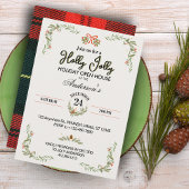Modern Red Plaid Christmas Party Invitation 招待状