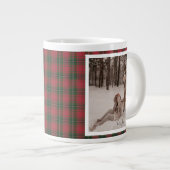 Modern Red Plaid Rustic 2 Photo Christmas Gift ジャンボコーヒーマグカップ (正面右)