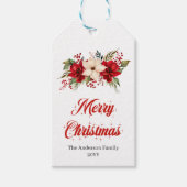 Modern Red Poinsettia Editable Holiday Gift Tag ギフトタグ (正面)