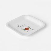 Modern Red poinsettia Holiday Joy Christmas ペーパープレート (傾斜あり)