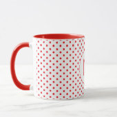 Modern Red Polka Dot Pattern Cute Initial Monogram マグカップ (左)