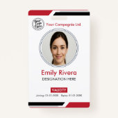 Modern Red Professional Photo ID Card バッジ (正面)